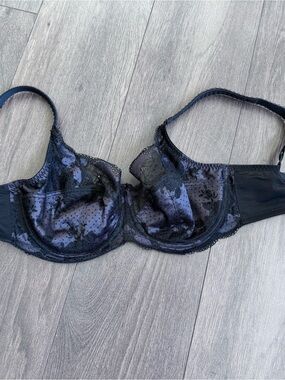 Panache Black and Purple Lace Underwire Bra - Elegant Support 30GG